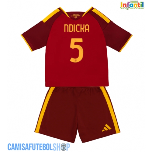 Camisa de time de futebol AS Roma Evan Ndicka #5 Replicas 1º Equipamento Infantil 2026-27 Manga Curta (+ Calças curtas)
